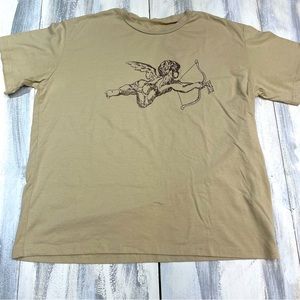 SHEIN Oversized Cropped Cupids Arrow Short Sleeve T-Shirt Womens Size Medium